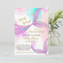 Mermaid Birthday Einladung für ein Mädchen, bearbe