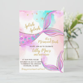 Mermaid Birthday Einladung für ein Mädchen, bearbe