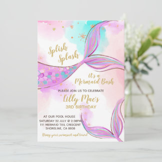 Mermaid Birthday Einladung für ein Mädchen, bearbe