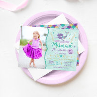 Mermaid Birthday Einladung mit Foto