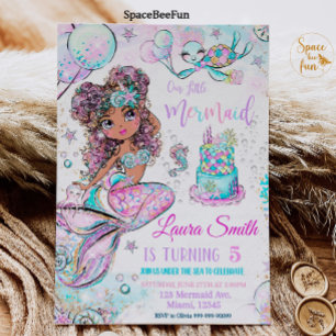 Mermaid Birthday Einladung Unicorn Black Mermaid