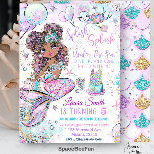 Mermaid Birthday Einladung Unicorn Black Mermaid
