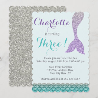 Mermaid Birthday Einladung ・ Unter dem Thema Meer