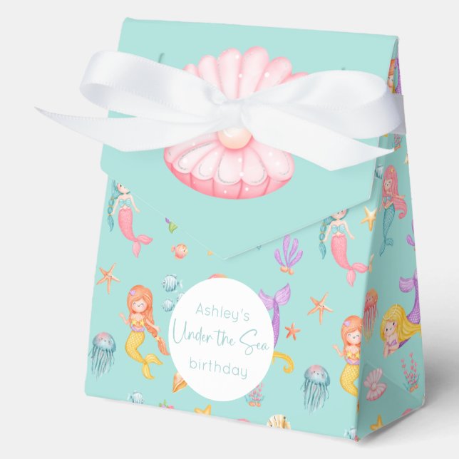 Mermaid Birthday Favor Boxes Geschenkschachtel (Vorderseite)