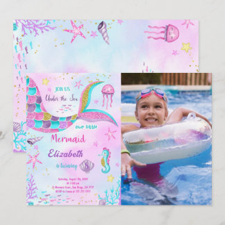Mermaid Birthday Foto Einladung