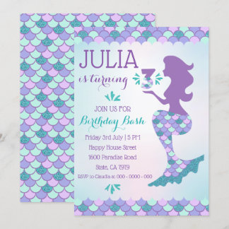 Mermaid Birthday Invasion Mermaid Nummer 3 Einladung