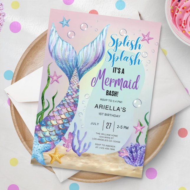 Mermaid Birthday Invitation, EDITABLE Mermaid Invi Einladung (Von Creator hochgeladen)