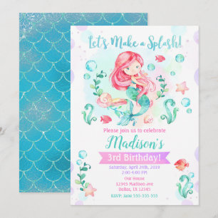 Mermaid Birthday Invitation / Under Sea Party Einladung