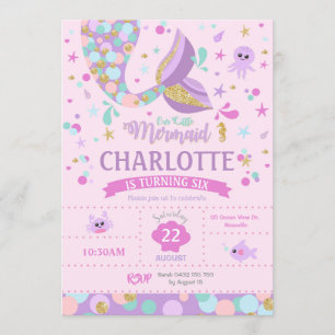 Mermaid Birthday Invitations Mermaid Party Pink Einladung