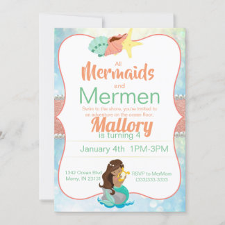 Mermaid Birthday Invite Einladung
