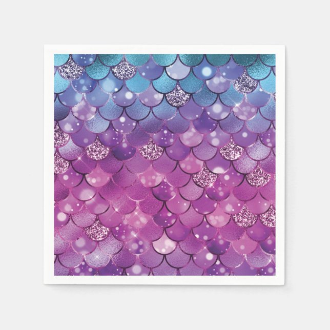 Mermaid Birthday Lila Pink Serviette (Vorderseite)