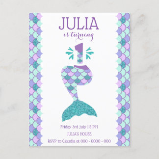 Mermaid Birthday Mermaid Nummer 1 Einladungspostkarte