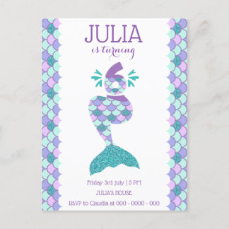 Mermaid Birthday Mermaid Nummer 6 Einladungspostkarte