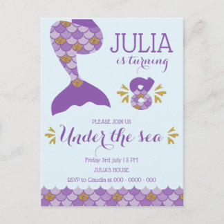 Mermaid Birthday Mermaid Nummer 8 Einladungspostkarte