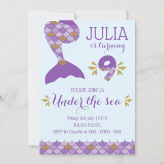 Mermaid Birthday Mermaid Nummer 9 Einladung