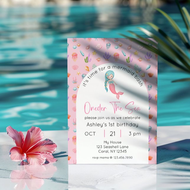 Mermaid Birthday Oneder Sea Foto Einladung (Von Creator hochgeladen)
