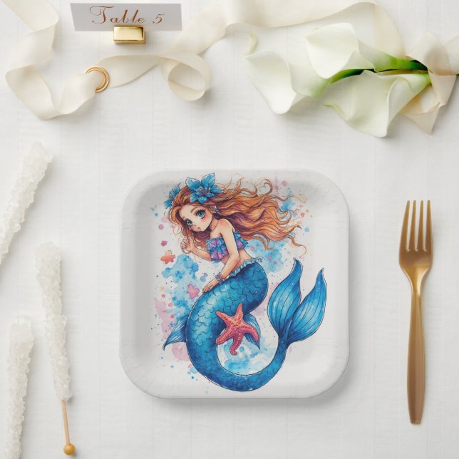 mermaid Birthday or Shower  Pappteller (Hochzeit)