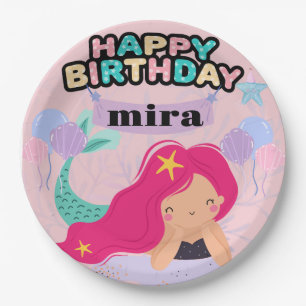 Mermaid Birthday Paper Plate Design - Unterwasser Pappteller