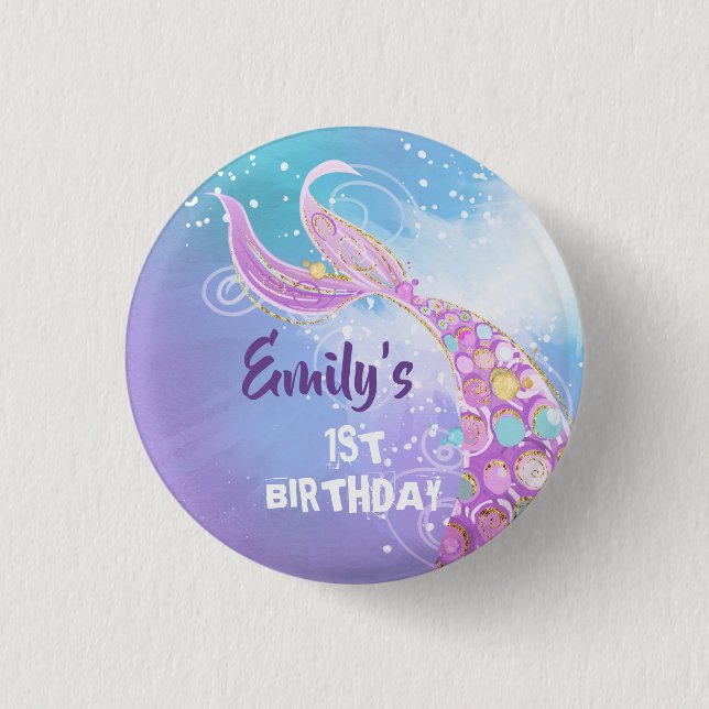 Mermaid Birthday Party Button (Vorderseite)