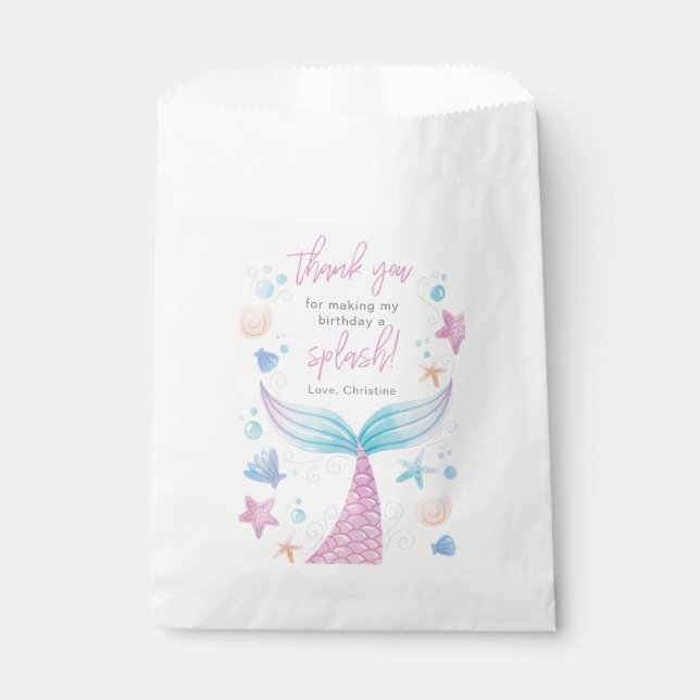 Mermaid Birthday Party Danke, dass Sie Bags bevorz Geschenktütchen (Vorderseite)