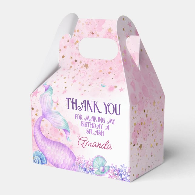 Mermaid Birthday Party Danke Geschenkschachtel (Vorderseite)