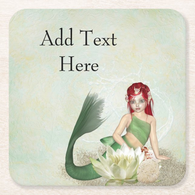 Mermaid Birthday Party Disposable Paper Untersetze Rechteckiger Pappuntersetzer (Vorderseite)