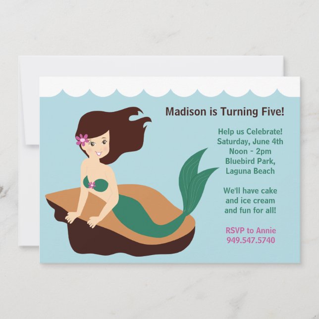 Mermaid Birthday Party Einladung (Vorderseite)