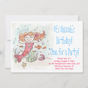 Mermaid Birthday Party Einladung