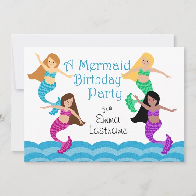 Mermaid Birthday Party Einladung (Vorderseite)