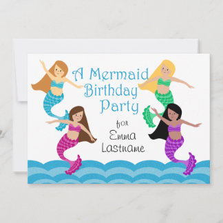 Mermaid Birthday Party Einladung