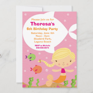 Mermaid Birthday Party Einladung