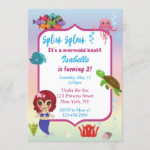 Mermaid Birthday Party Einladung
