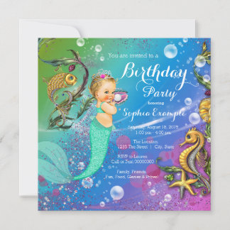 Mermaid Birthday Party Einladung
