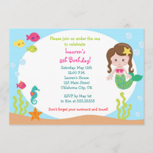 Mermaid Birthday Party Einladung