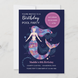 Mermaid Birthday Party Einladung