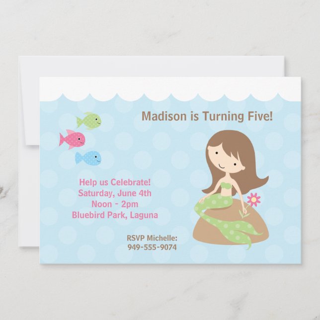 Mermaid Birthday Party Einladung (Vorderseite)