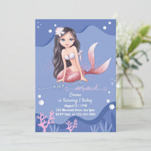 Mermaid Birthday Party Einladung individuell anpas