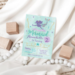 Mermaid Birthday Party Einladung Lila Aquamarines 