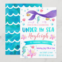 Mermaid Birthday Party Einladung Mermaid