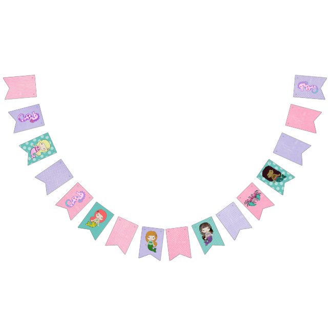 Mermaid Birthday Party Garland Flags Wimpelkette (Alle)