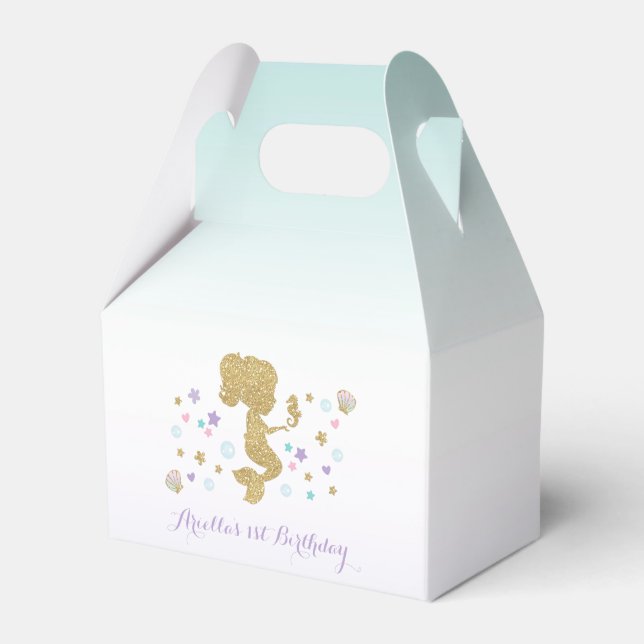Mermaid Birthday Party Gefälligkeitsbox auf See Geschenkschachtel (Vorderseite)