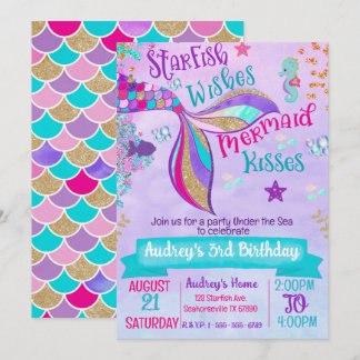 Mermaid Birthday Party im Rahmen der Seeeinladung Einladung