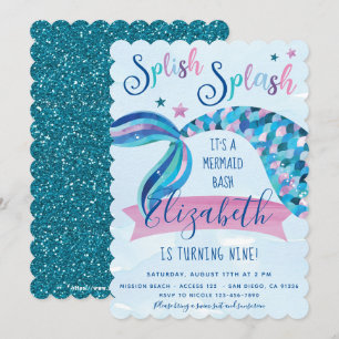Mermaid Birthday Party Invites Einladung