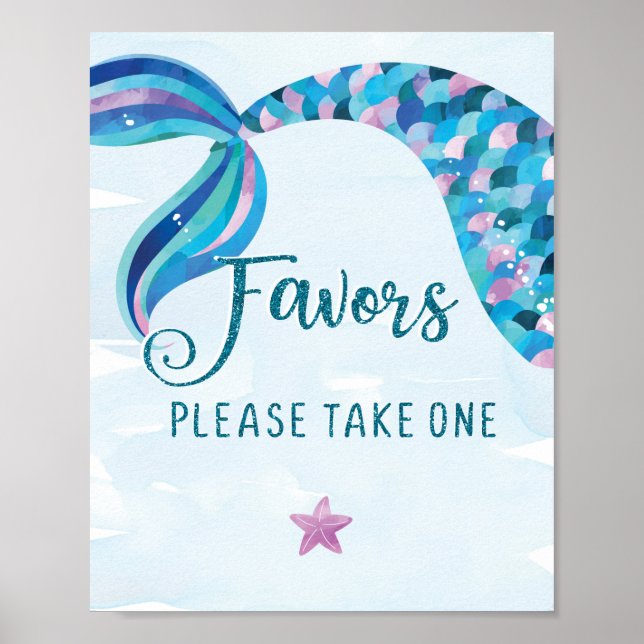 Mermaid Birthday Party Lieblingsunterschrift Poster (Vorne)