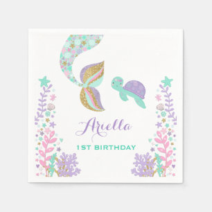 Mermaid Birthday Party Napkin Whimsical Meerjungfr Serviette