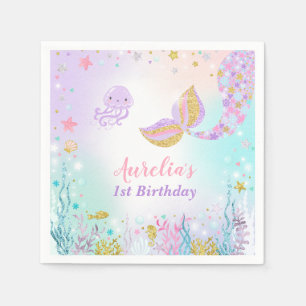 Mermaid Birthday Party Napkin Whimsical Meerjungfr Serviette
