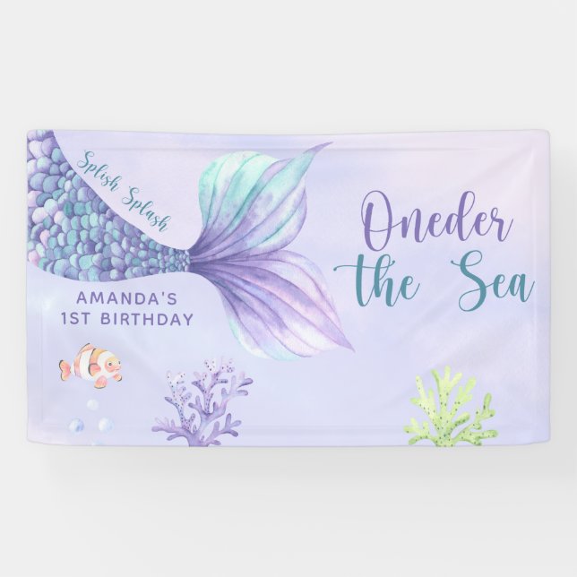 Mermaid Birthday Party Onethe Sea Mermaid Banner (Horizontal)