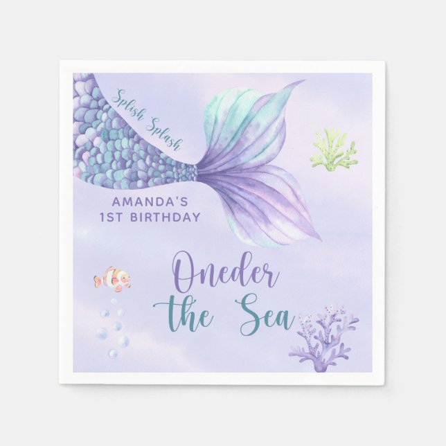 Mermaid Birthday Party Onethe Sea Mermaid Serviette (Vorderseite)