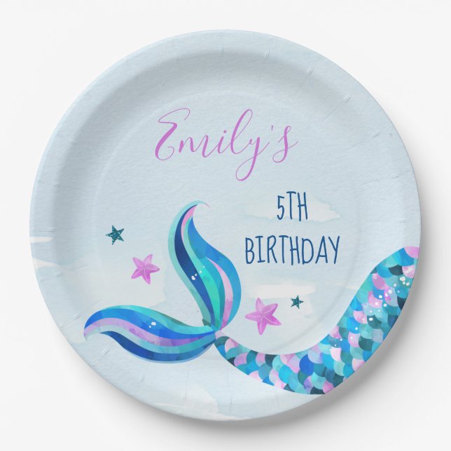 Mermaid Birthday Party Paper Teller (Vorderseite)