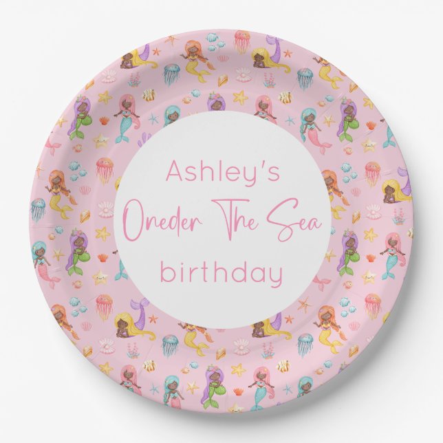 Mermaid Birthday Party Pappteller (Vorderseite)